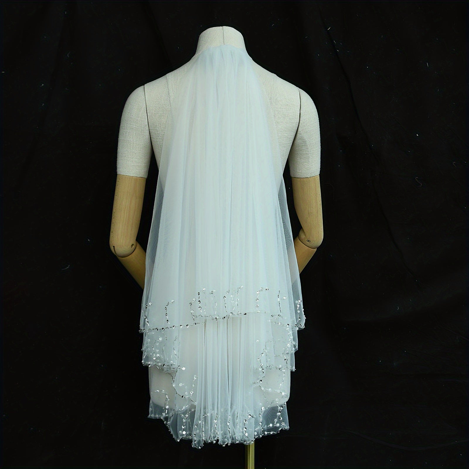 Bridal Bridesmaid Veil Accessory with Sequins High End Short 0.75M Hair Comb