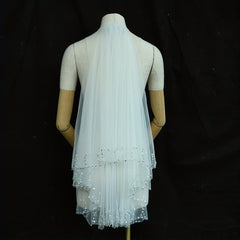 Bridal Bridesmaid Veil Accessory with Sequins High End Short 0.75M Hair Comb