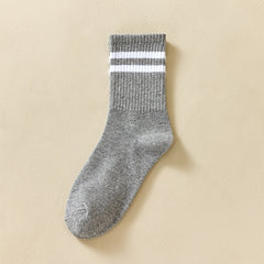 3 Pairs Girls Striped Crew Socks for Autumn Winter