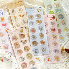 1pc Pack Stickers Dried Flowers Plant Book Series Decoration