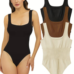3pcs Square Neck Tank Tops Bodysuits for Women