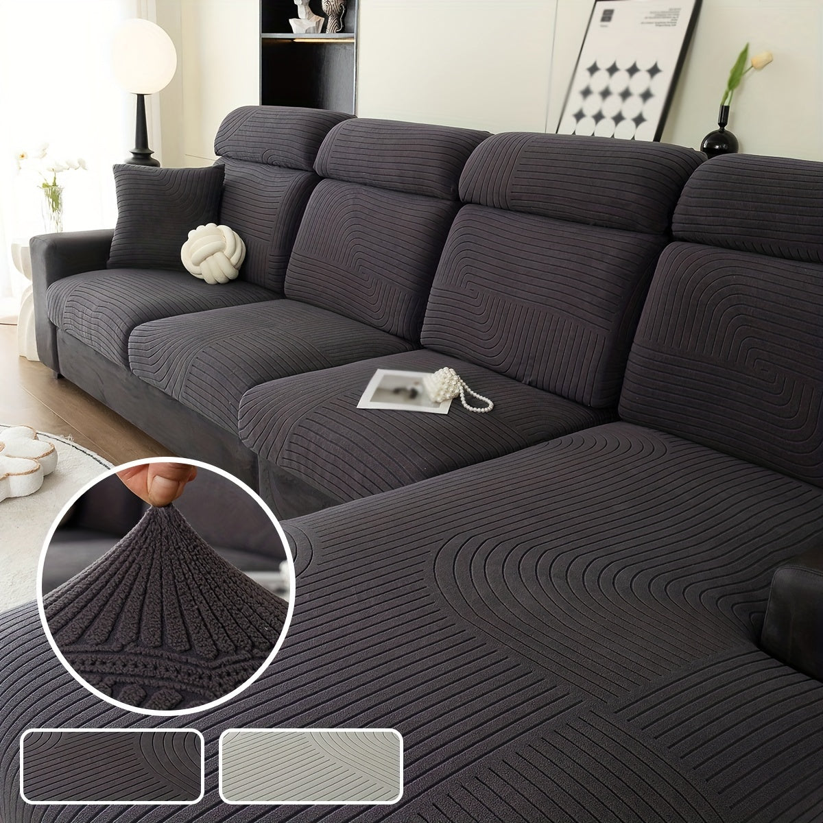 Polar Fleece Sofa Slipcover Non-slip Stretch Couch Cover