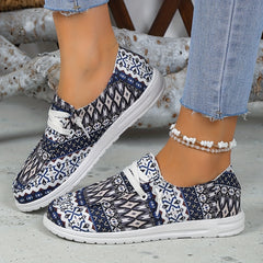 Geometric Graphic Canvas Shoes Tribal Style Low Top Slip On Shoes