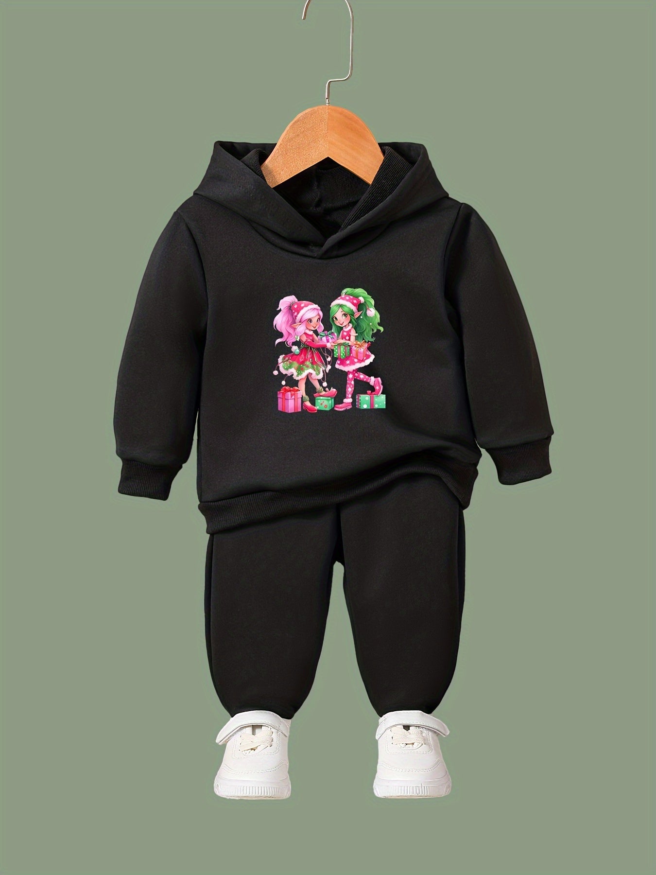 OERYUI Girls Boys Christmas Girls & Presents Print Hoodies Pants Set