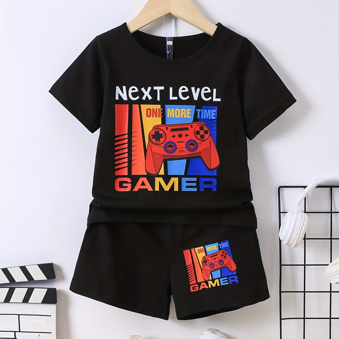 Boys Next Level Gamer Graphic T-shirt & Shorts Summer Outfit Set
