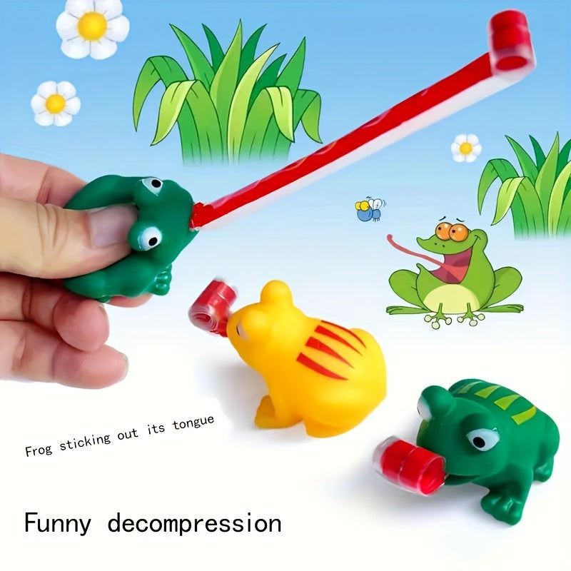 5pcs Funny Frog Toys with Tongue Out Party Favors & Durable Rubber