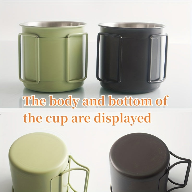 Stainless Steel Mug with Foldable Handle for Outdoor Adventures