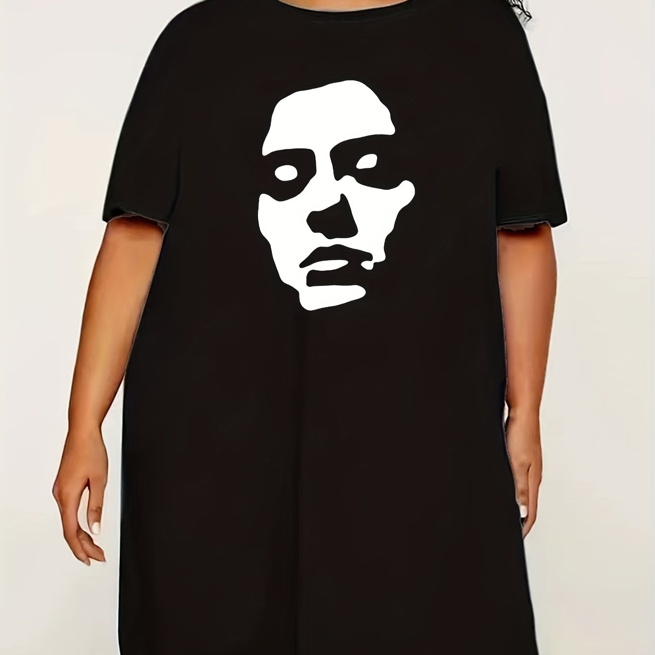 Cartoon Figure Print Lounge Dress Short Sleeve