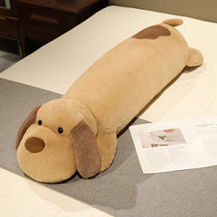 XL Dog Plush Throw Pillow Soft Beige Brown Cuddly Puppy Oversized Stuffed Animal