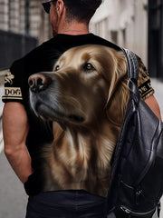 Dog Head Graphic Print Men's Novelty Short Sleeve Street Style T Shirt