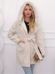 Solid Pockets Hooded Jacket for Women