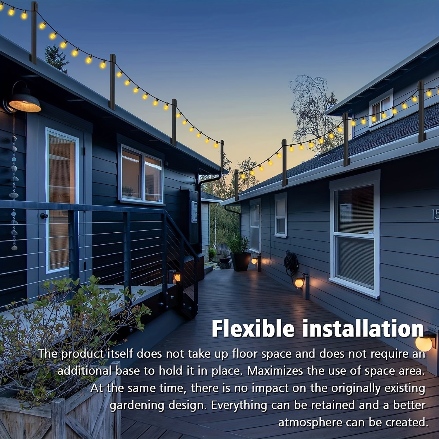 2pcs String Light Poles for Hanging Lights on Patio Fence Wall Garden
