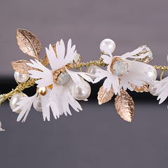 Bridal Hair Vines Crystal Pearls Wedding Headpiece