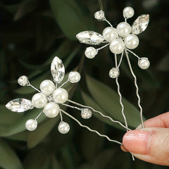Faux Pearl & Rhinestone Hair Pin Wedding Accessory