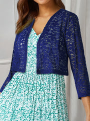 Flower Pattern Lace Open Front Top for Women