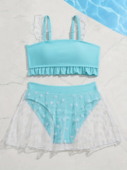 Sun Protection Girls' 2 piece Swimsuit Top & Mesh Shorts Sets