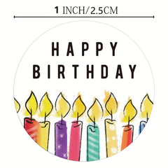 500 Happy Birthday Stickers Roll Office Stationery Decoration Labels