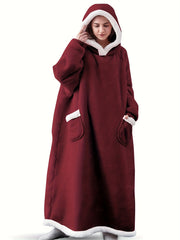 Plus Size Hooded Fleece Lounge Robe for Women