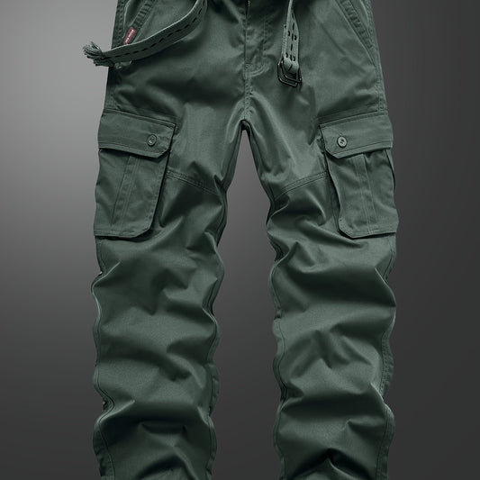 Men's Straight Leg Cargo Pants with Solid Flap Pockets