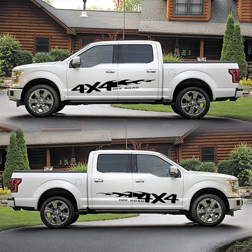 2PCS 4x4 Off Road Fire Totems Stripe Vinyl Stickers