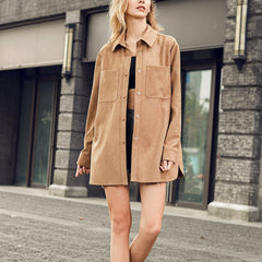 Button Front Casual Long Sleeve Coat