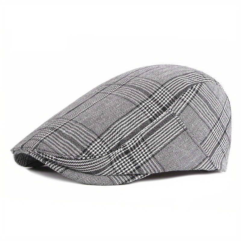 Men's Checkered Beret Duck Tongue Cap