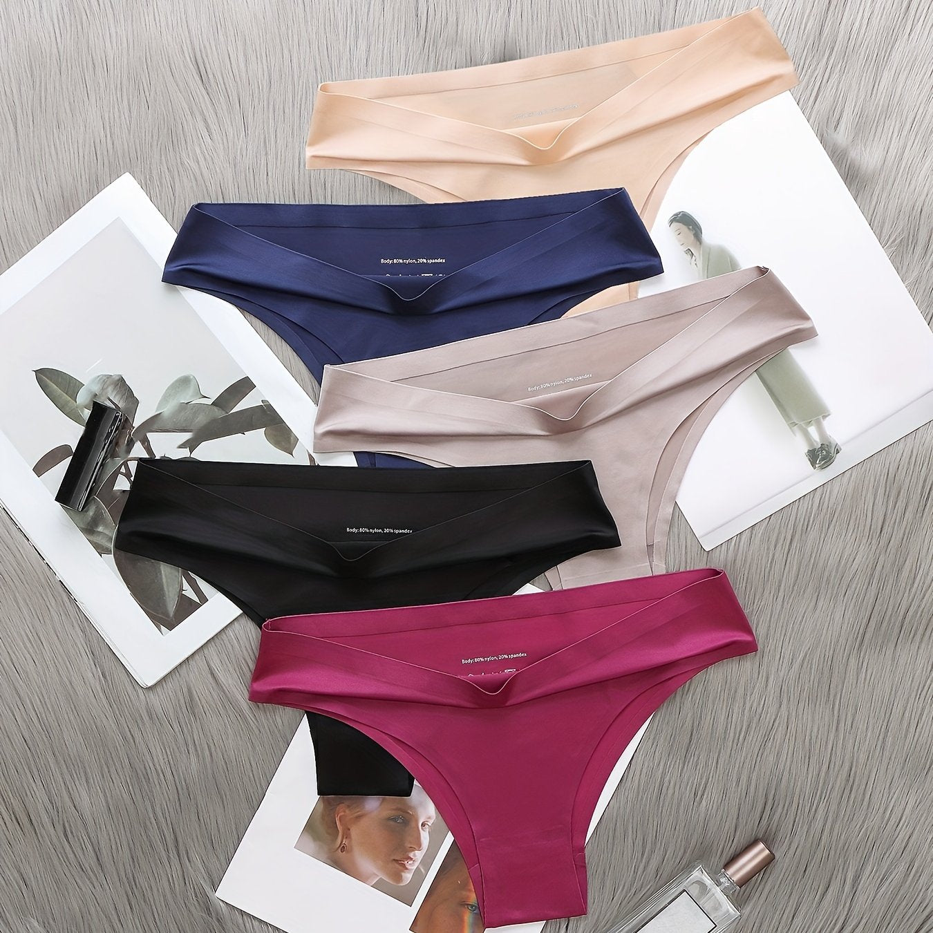5 Pack Plus Size Seamless Low Waist Panties Set