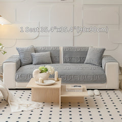 Modern Plush Sofa Slipcover Non Slip Furniture Protector for Bedroom Living Room