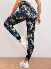 Flower Print Yoga Workout Pants High Stretch Running Sports Fitness Leggings