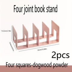 2pcs Four-grid Bookshelf Strong Storage Easy Access