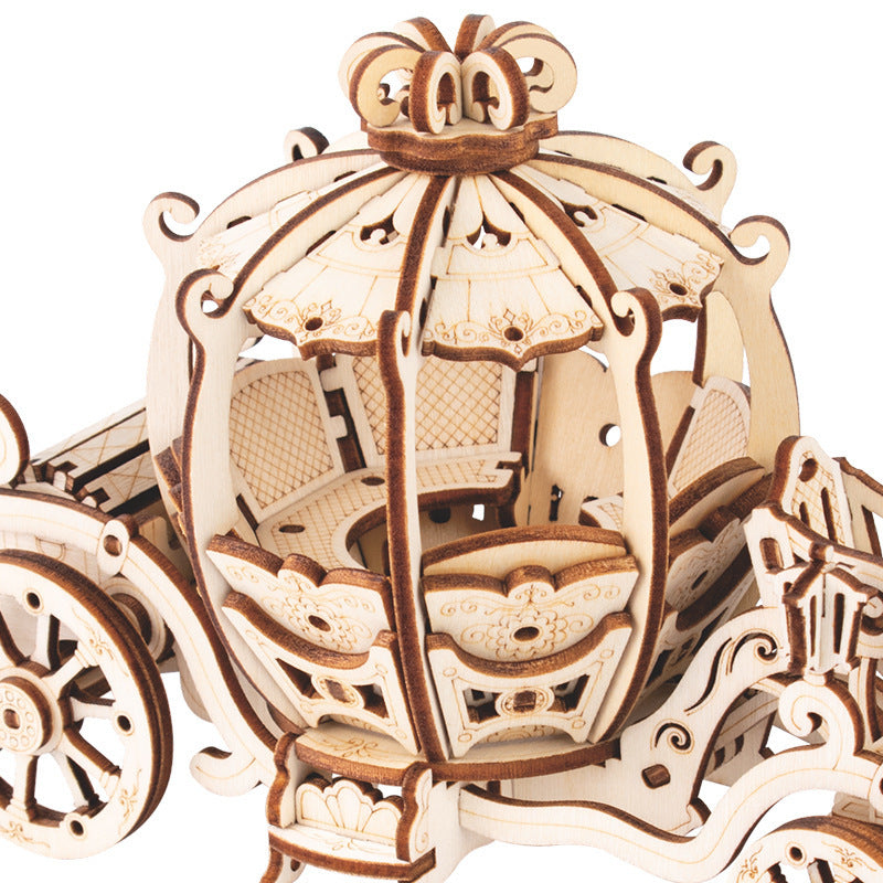 3D Wooden Pumpkin Carriage Puzzle Detailed Model DIY Craft Kit
