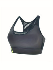 Mesh Stitching Sports Bra Comfy & Breathable Hollow Out Workout Bra