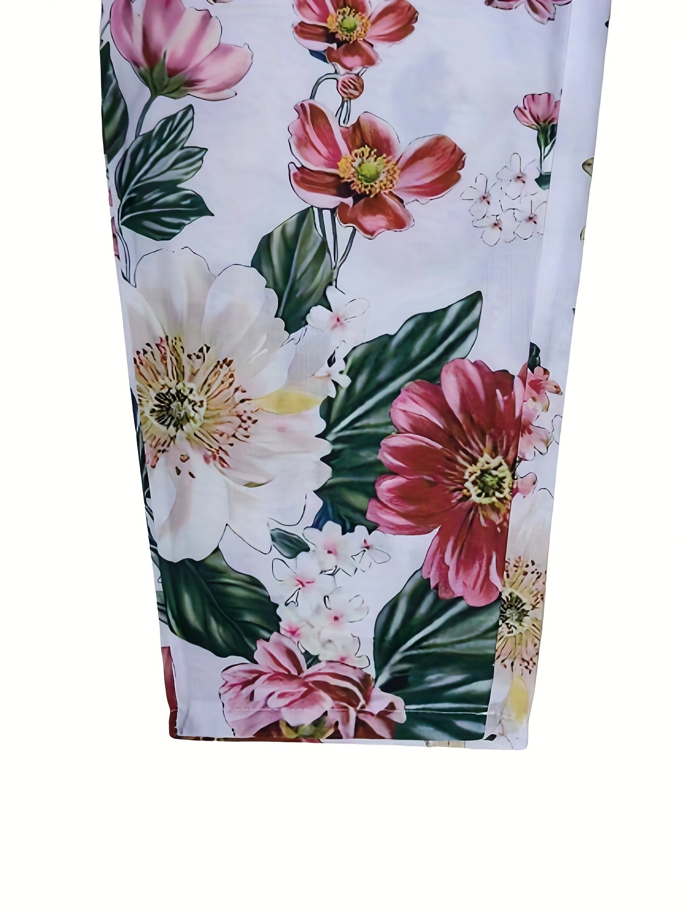 Floral Print Elastic Waist Pants Spring Summer Women's Clothing
