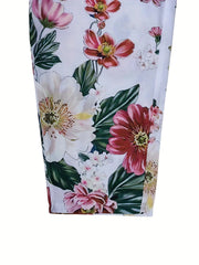 Floral Print Elastic Waist Pants Spring Summer Women's Clothing