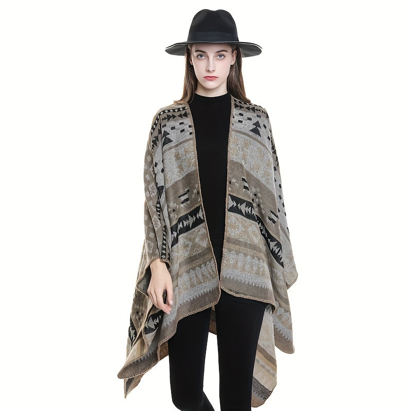 Warm Sunscreen Shawl Casual Open Front Poncho Cape Large Inelastic Cardigan