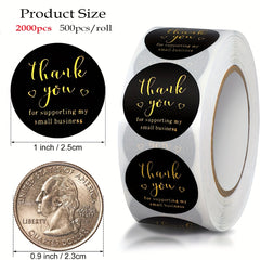 2000Pcs Thank You Stickers Small Business Adhesive Labels Round Stickers