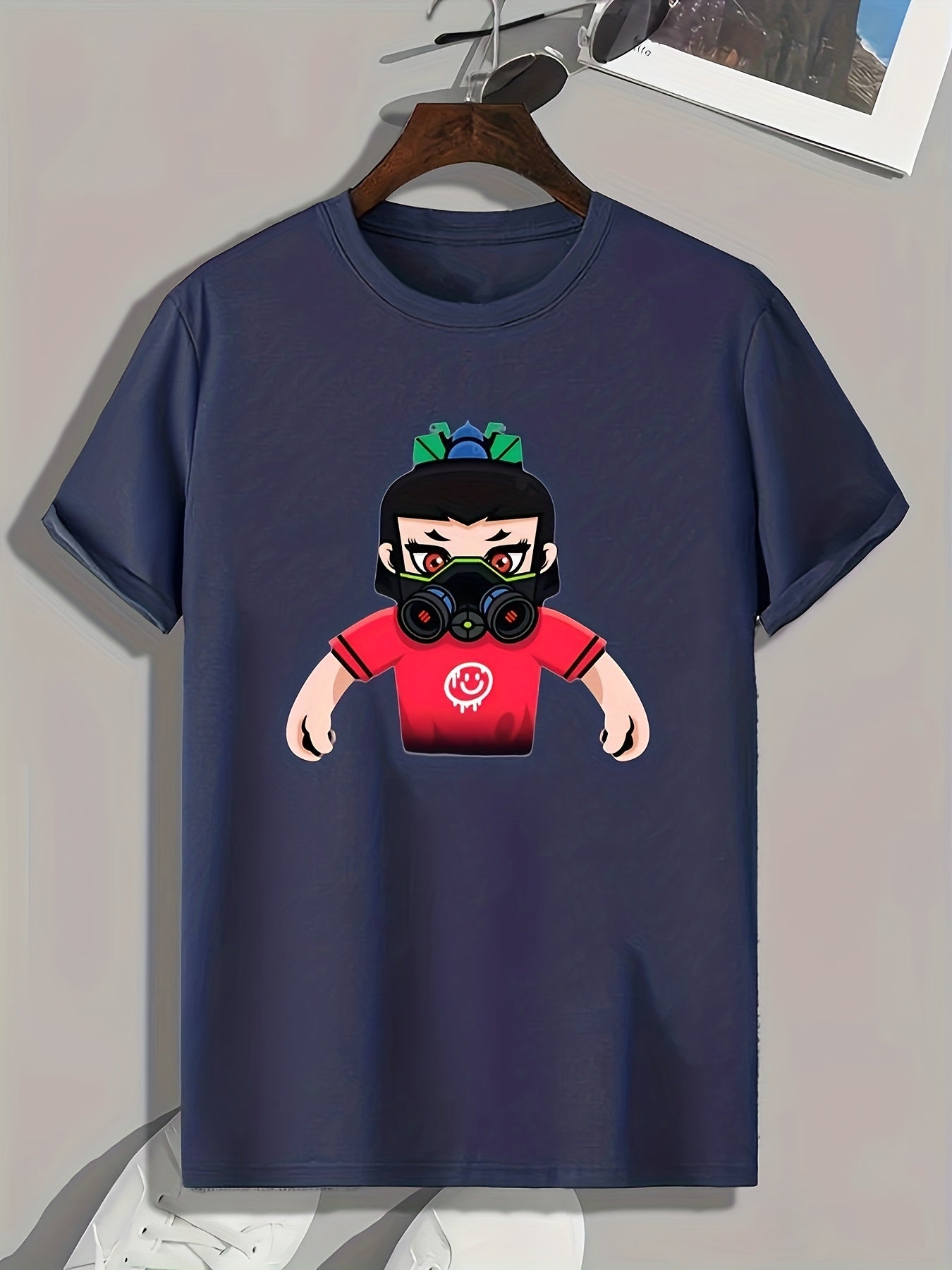 Masked Cartoon Person Print Men's Graphic T shirt Casual Comfy Tees
