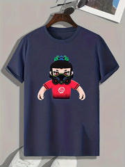 Masked Cartoon Person Print Men's Graphic T shirt Casual Comfy Tees