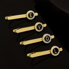 Men's Zirconia Initial Letter Tie Clip