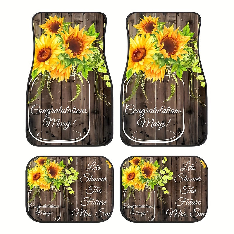 4pcs Sunflower Pattern Car Seat Covers, Front & Rear Seat Cover Set