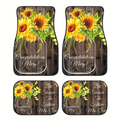 4pcs Sunflower Pattern Car Seat Covers, Front & Rear Seat Cover Set