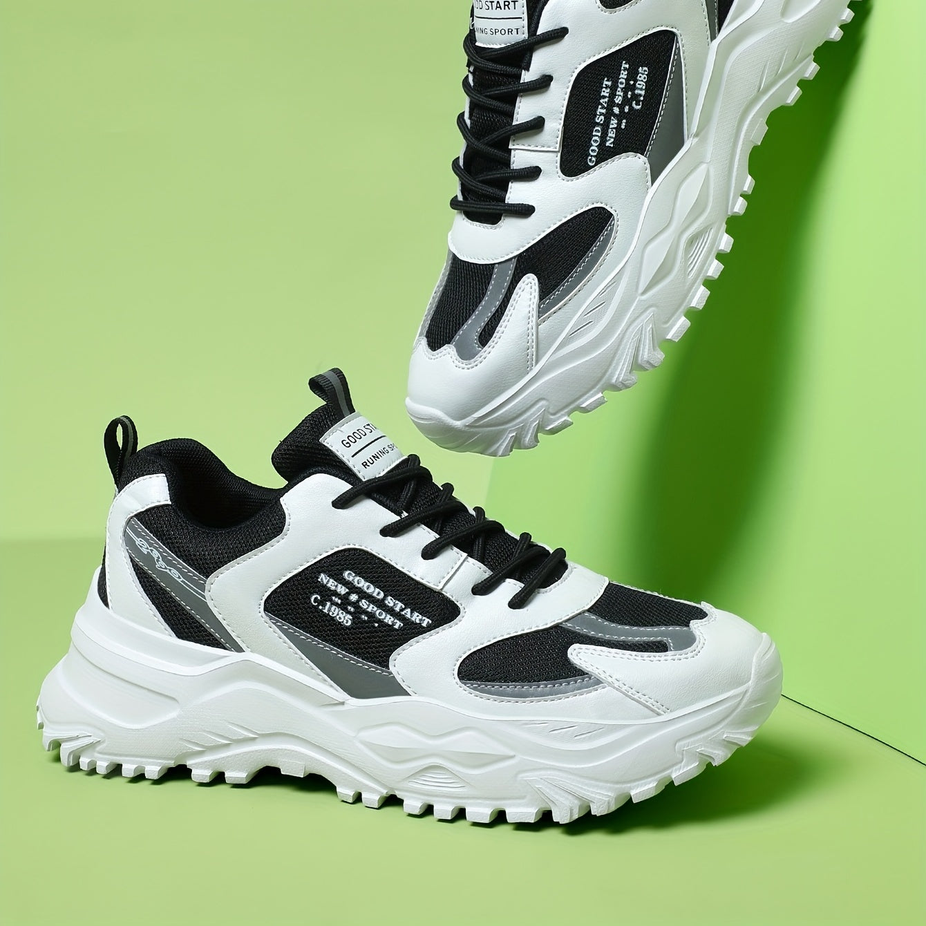 Women's Platform Chunky Sneakers Lace Up Running Shoes