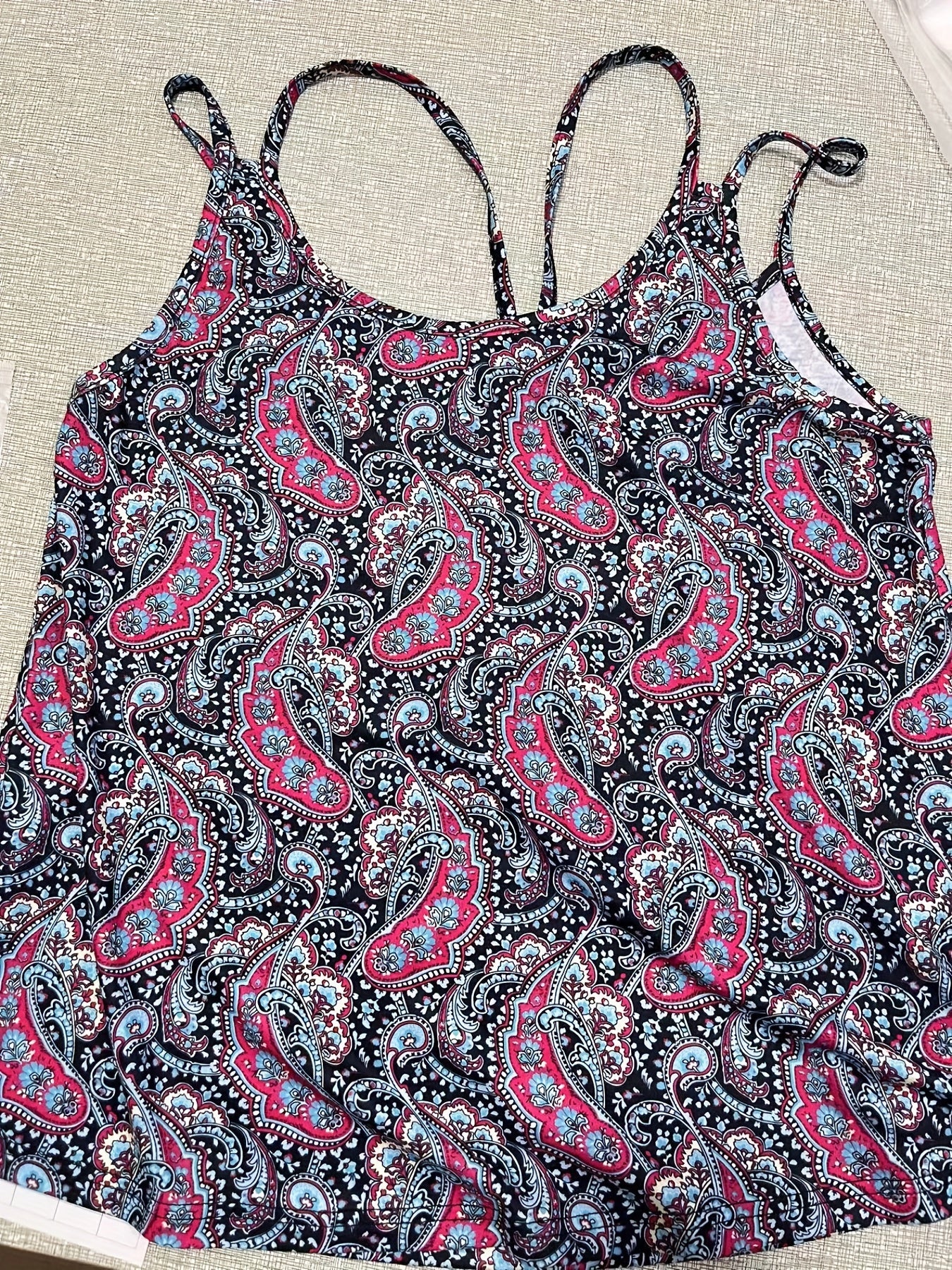 Floral Print Cutout Straps Tank Top Summer Sleeveless Top