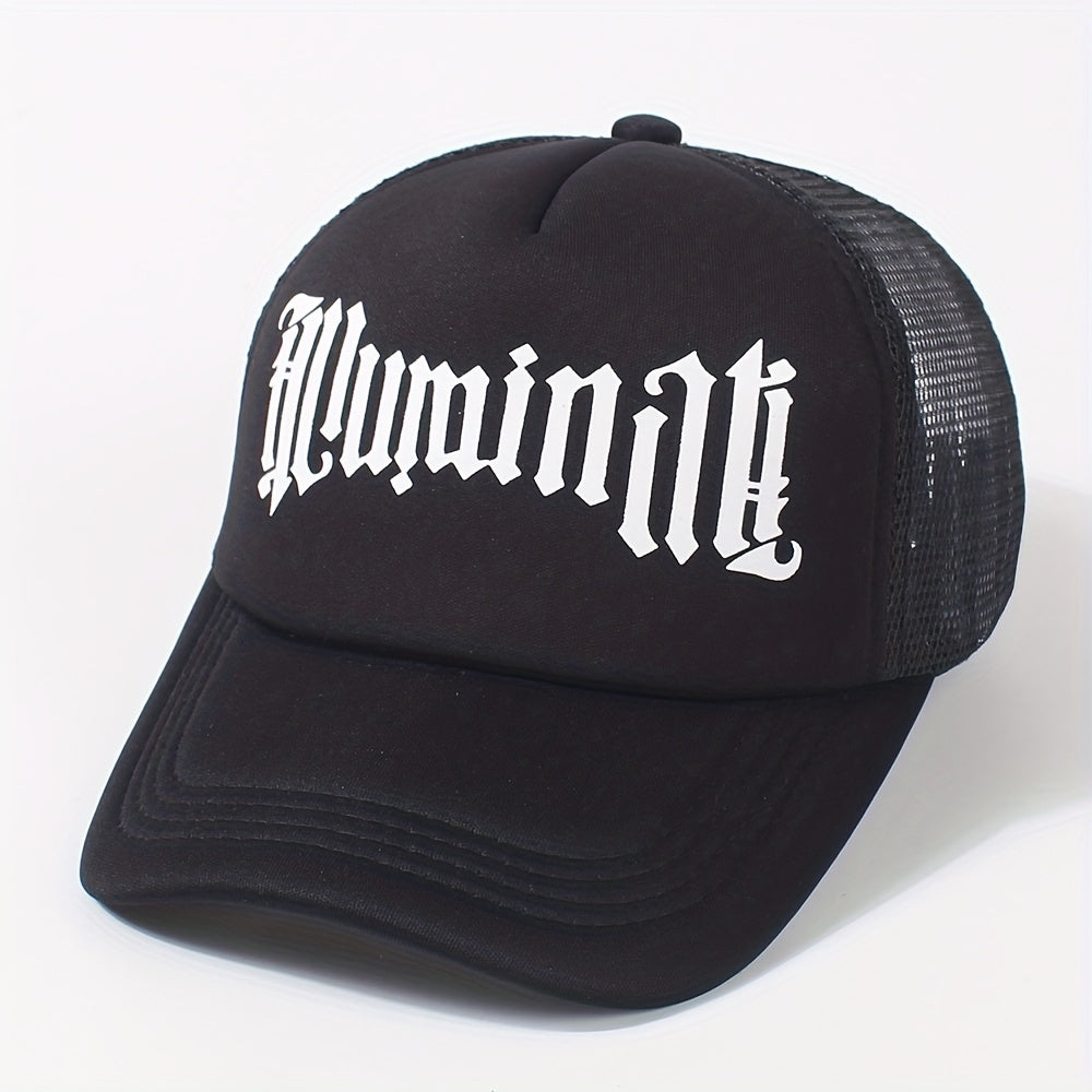 Gothic Letter Print Trucker Hat Mesh Baseball Cap Hip Hop