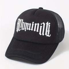 Gothic Letter Print Trucker Hat Mesh Baseball Cap Hip Hop