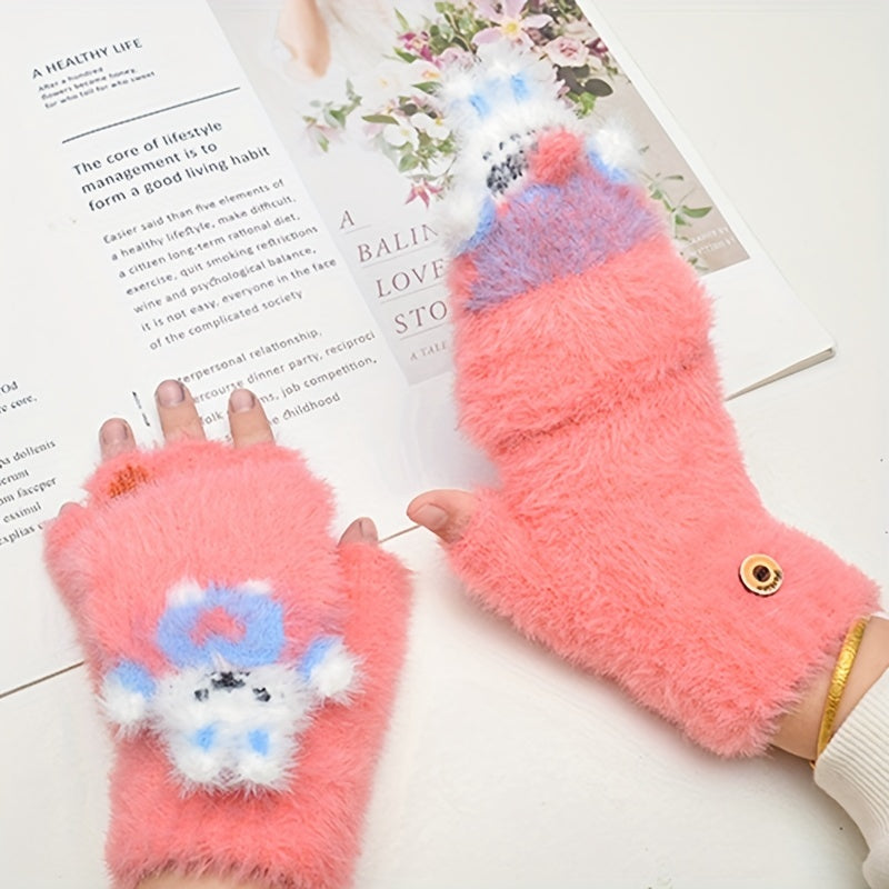 Kids Winter Half-finger Writing Gloves Hand Wash