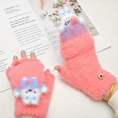 Kids Winter Half-finger Writing Gloves Hand Wash