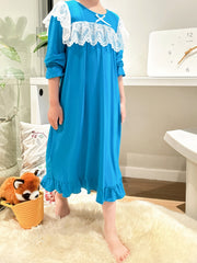 Girls Modal Nightdress Long Sleeve Round Neck Princess Dress