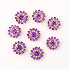 50pcs Flower Glass Rhinestones Golden Base Sew On Beads DIY