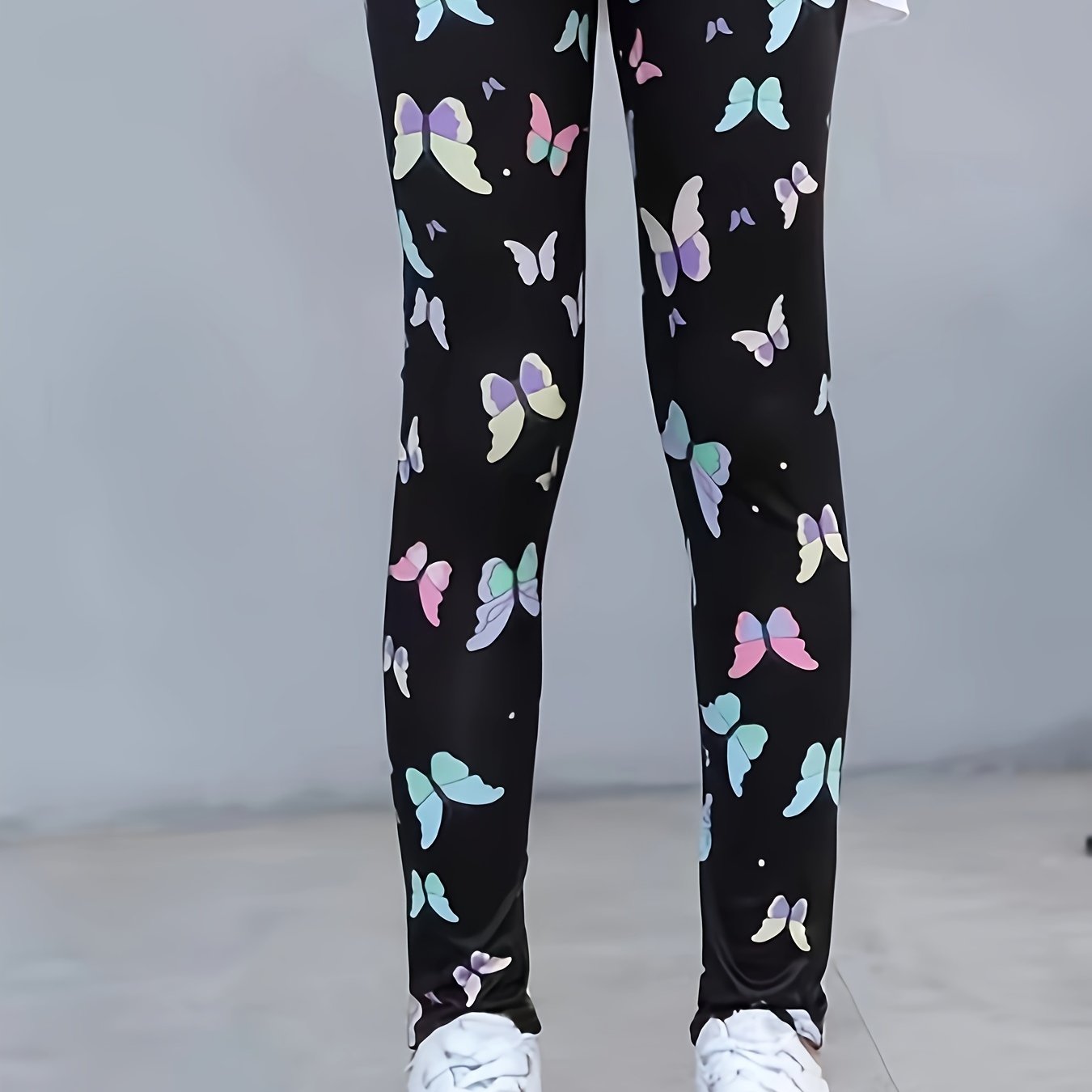 Colorful Butterfly Print Leggings Girls Casual Leggings All Season Gift
